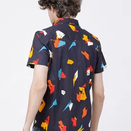 LOCOMOTIVE Men Navy Blue Slim Fit Printed Cotton Casual Shirt image 4