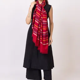 TILLAARI Striped Shawl With Fringed Border image 4