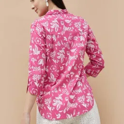 Colour Me by Melange Pink Cotton Printed Shirt image 2