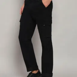 Cantabil Black Regular Fit Solid Cargos image 4