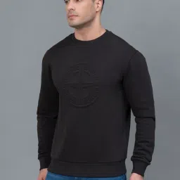 Red Tape Black Regular Fit Self Design Design Sweatshirt image 4
