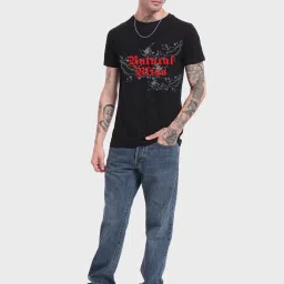 Bewakoof Black Regular Fit Graphic T-Shirt image 4