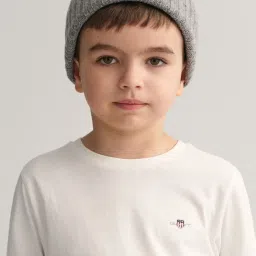 GANT White Regular Fit Solid T-Shirt image 4