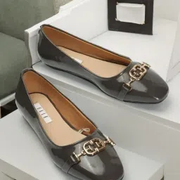 Elle Women's Grey Flat Ballets-picture-30