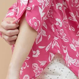 Colour Me by Melange Pink Cotton Printed Shirt image 5