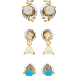 Accessorize London CZ Multi Stud & Drop Earrings for Women - Set of 3 image 4