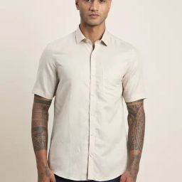 Turtle Grey Cotton Linen Slim Fit Shirt-picture-14