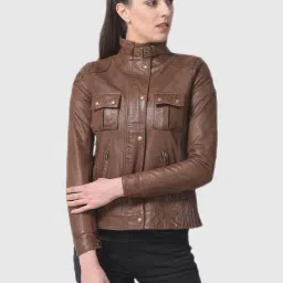 Woodland Brown Regular Fit Jacket-image-0