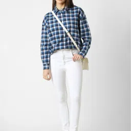 Van Heusen Blue Cotton Checks Shirt image 4