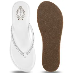 Shoetopia Women's White Thong Wedges image 4