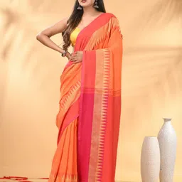 Charukriti Pure Cotton Zari Border Saree With Blouse Piece-picture-10