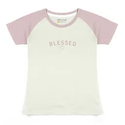 HELLCAT Mauve & White Color Block T-Shirt-image-14