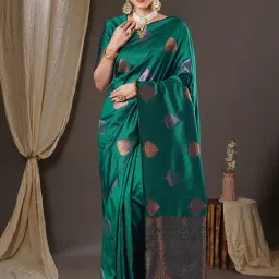 Saree Mall Green Silk Woven Saree With Unstitched Blouse-picture-34