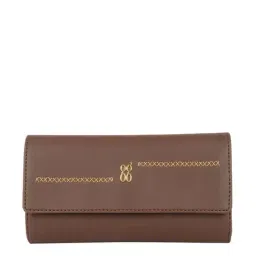 Baggit Brown Solid Tri-Fold Wallet for Women-image-99