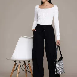 Label Ritu Kumar Black Fitted Trousers image 4