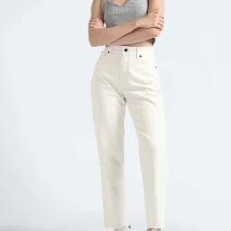 Tommy Hilfiger Straight Ecru Rinse Washed High Rise Jeans image 4