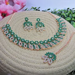 VATSALYA creation Alloy Gold- plated Green Jewellery Set-picture-40