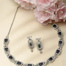 Zeneme Rhodium Plated AD Studded Jewellery Set-picture-16