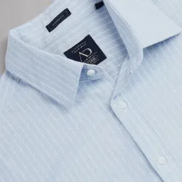 AD by Arvind Sky Blue Slim Fit Striped Shirt image 4