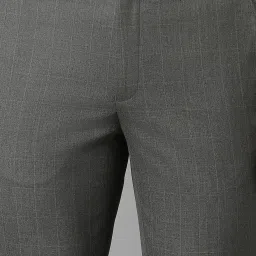 Louis Philippe Grey Slim Fit Checks Trousers image 4