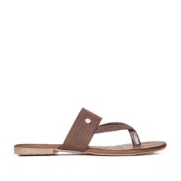 Bata Women's Weave TH Brown Thong Sandals image 2