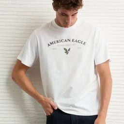 American Eagle White Regular Fit Logo Printed T-Shirt-picture-5