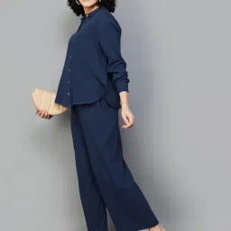 Colour Me by Melange Navy Relaxed Fit Pants image 4