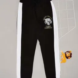 Pantaloons Junior Boys Jet Black Cotton Printed Track Bottoms & Joggers-picture-34