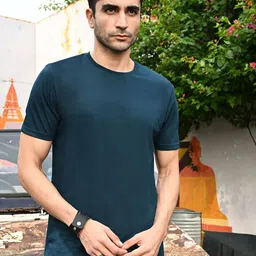 KOR Men Solid Round Neck Short Sleeves Cotton T-shirt-image-86