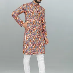 TIGER SNAKE Geometric Printed Mandarin Collar Straight Kurta image 2