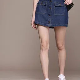 The Roadster Life Co. Women Pure Cotton Denim Pencil Mini Skirts-picture-41