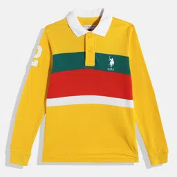 U.S. Polo Assn. Kids Boys Striped Polo Collar Pure Cotton T-shirt-picture-30
