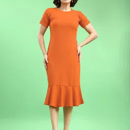 PURVAJA Women Ruffled Sheath Midi Dress-image-6