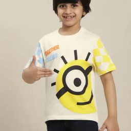 Kidsville Minions Printed Regular Fit Cream T-Shirt For Boys-picture-25