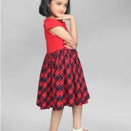 Zip Zap Zoop Girls Red Regular Fit Chequered Dress image 3