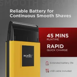 Ikonic Professional Thin, Cordless, Rechargeable Men's Bullet Electric Shaver - Yellow image 4