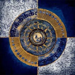 ARTE'VENUE Moon Dial Blue & Yellow Canvas Wall Arts - Set of 2 (10 X 10 inch Each) image 5