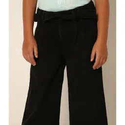 VERO MODA GIRL Black Solid Wide Leg Jeans with Belt image 4