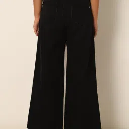 VERO MODA GIRL Black Solid Wide Leg Jeans with Belt image 2