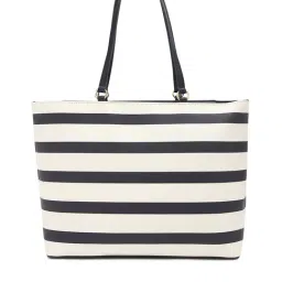 TOMMY HILFIGER Women's White & Navy Striped Tote image 3