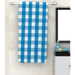 Athom Living 100% Premium Cotton Bath Towel Big Check Print - Blue-picture-30