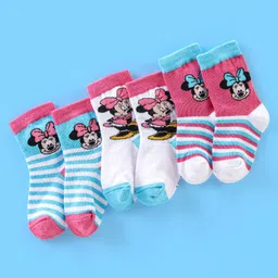 cute walk by babyhug Cute Walk Disney By Babyhug Anti Bacterial Ankle Length Socks Minnie Mouse Design Pack Of 3 - Multicolour-picture-32