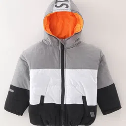 Little Kangaroos Full Sleeves Padded Winter Jacket Drop Shoulder - Grey-picture-13