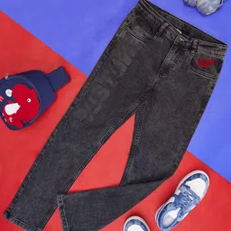 Pantaloons Junior Placement Boston Text Printed Button Down Jeans - Black-picture-14