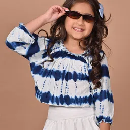 Lilpicks Couture Full Sleeves Tie Dye Styled Top - White Blue-picture-13