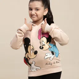 Kidsville Disney Featuring Full Sleeves Mickey & Minnie Printed  Hooded Sweatshirt - Pink-picture-13
