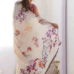 PAYAL CREATION Floral Mirror Work Pure Silk Designer Bandhani Saree image 2