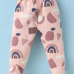 Ben Benny 100% Cotton Knitted Full Length Bootie Leggings with Helicopter Print Pack of 2 - Grey & Peach image 2