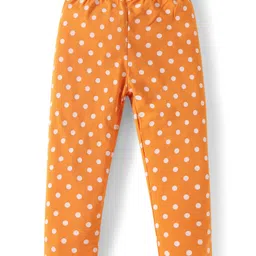 Babyhug Cotton Lycra Knit Full Length Leggings with Stretch Polka Dots & Floral Print Pack Of 3 - Pink & Mustard image 2