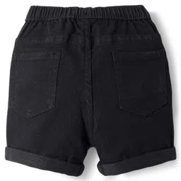 Babyhug Denim Mid Thigh Washed Shorts With Stretch - Black image 2